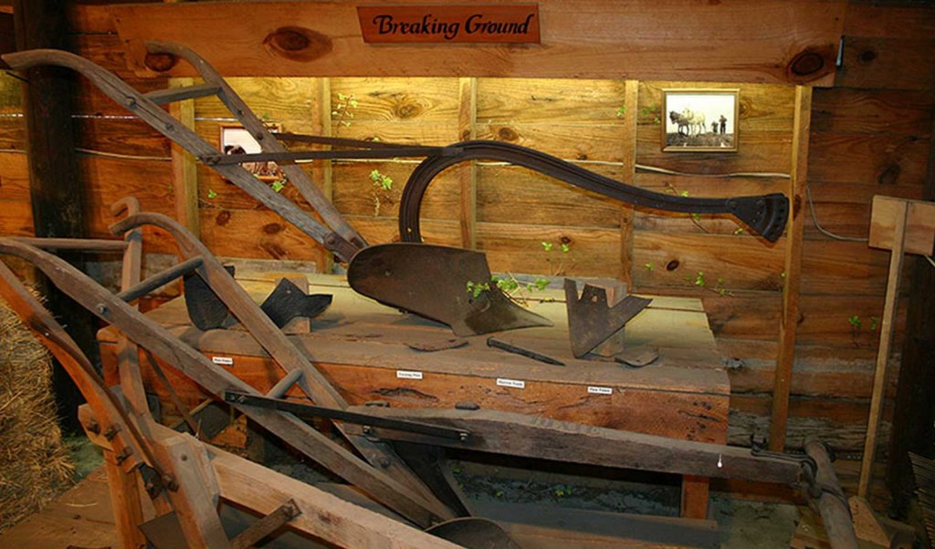 Display of historical tools at The Military Museum in Sumter County, South Carolina