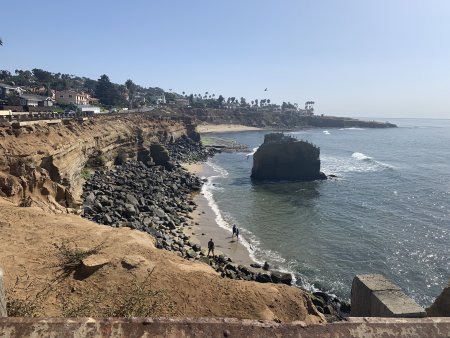 A cliffside view of the San Diego, California coast.