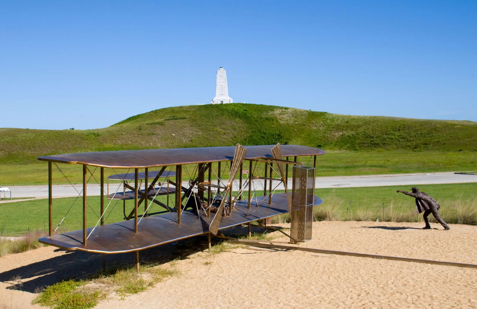 Wright Brothers memorial statue at Kill Devil Hills in North Carolina