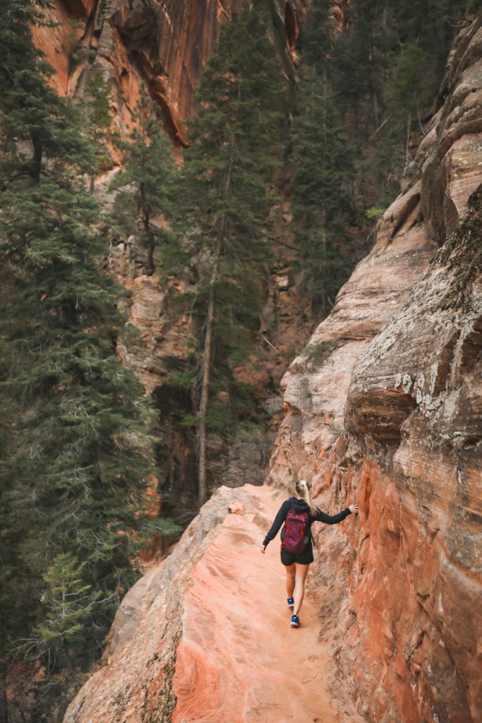 Woman hiking in Zion National Park